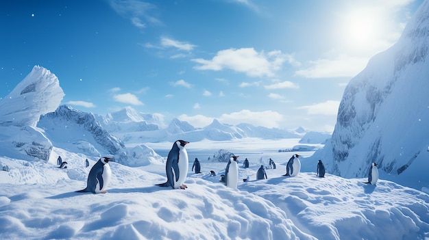 pinguins na neve
