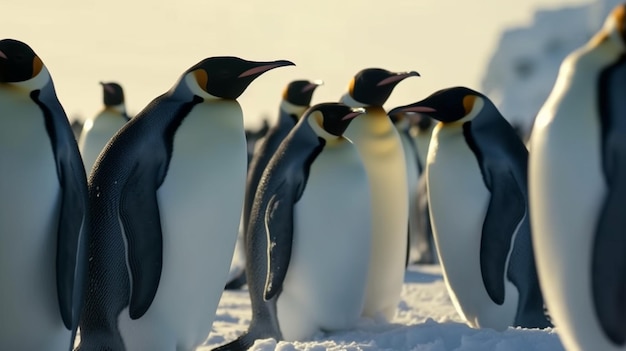 Pinguins pinguins curiosos na Antártida