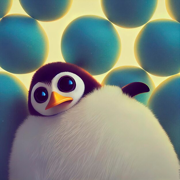 Pinguinweihnachtscharakter niedlicher pinguin in der animierten illustration der weihnachtslandschaft