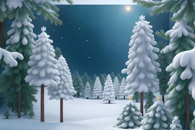 pinheiros nevados no Natal para cartão de convite