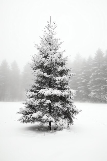 Pinheiros ou árvores de Natal decoradas cobertas de neve em um belo tema de Natal de inverno ao ar livre