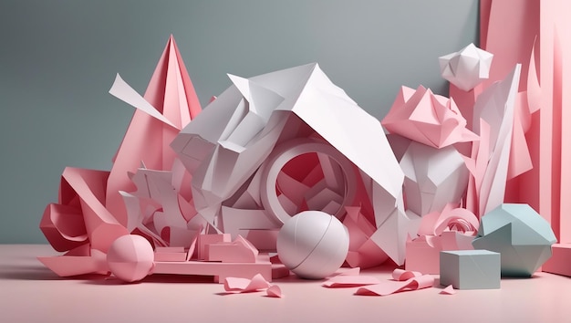 Pink Abstract 3D-Kreation aus geometrischen Formen