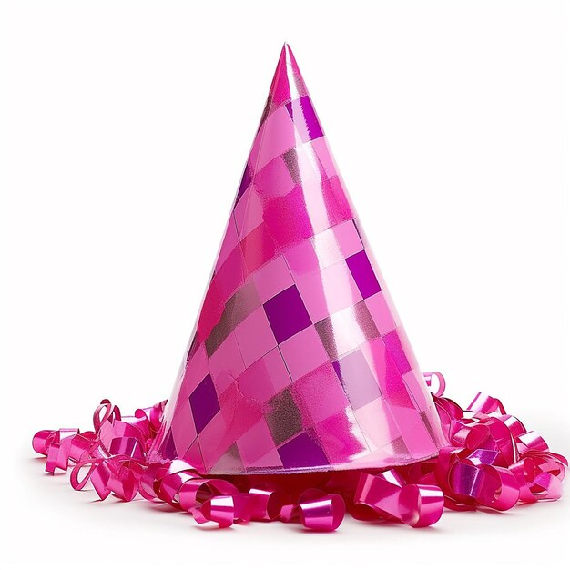 Foto pink birthday hat isolated on clear white background