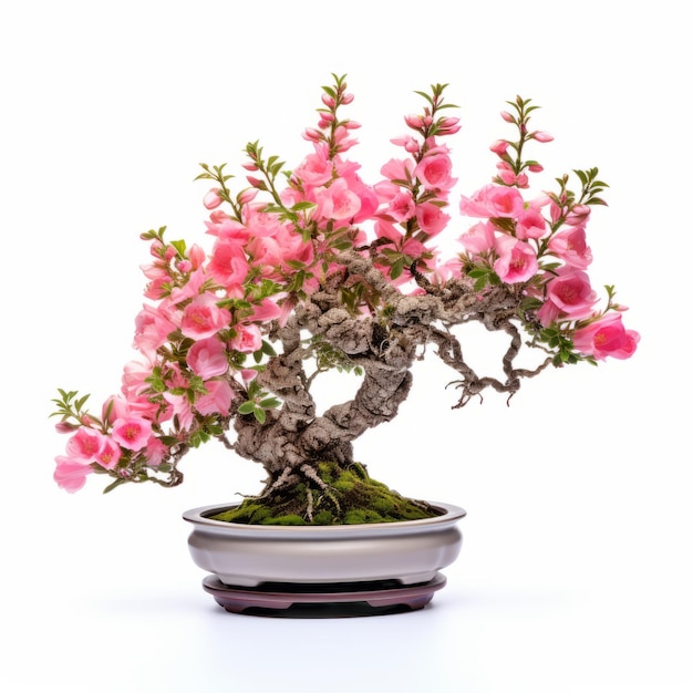 Pink Blooming Snapdragon Bonsai minimalistisches Pinselwerk mit präzisen Linien