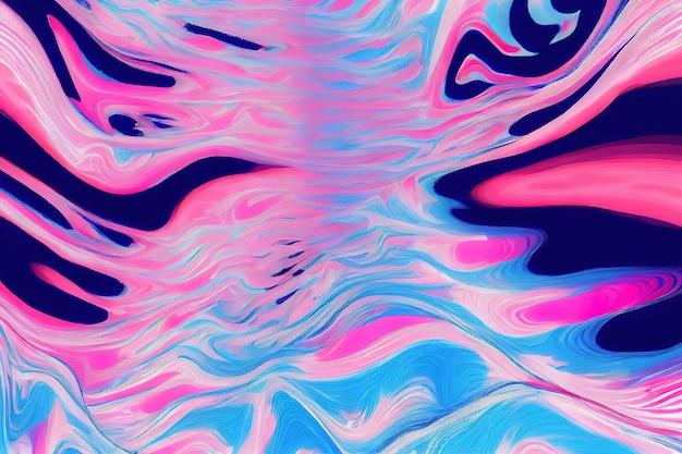 Pink Blue Abstract Retro Psychische Wellen Ästhetische Psychedelia Escapismus Malerei Generative Ai