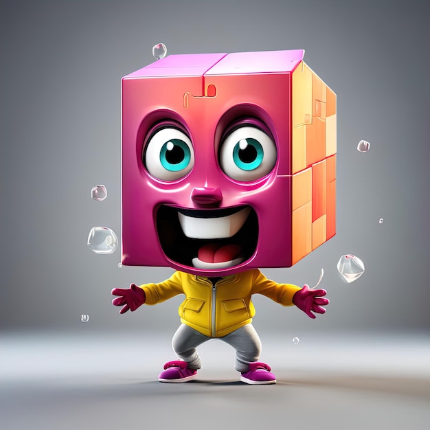 Pink Cartoon Cube 3D-Illustration 3D-illustration