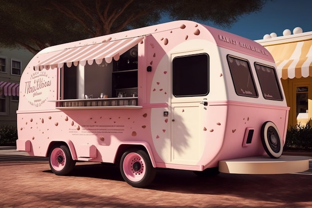 pink ce creme Wohnwagen