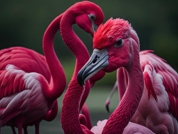 Pink flamingo primer plano retrato ai generativo