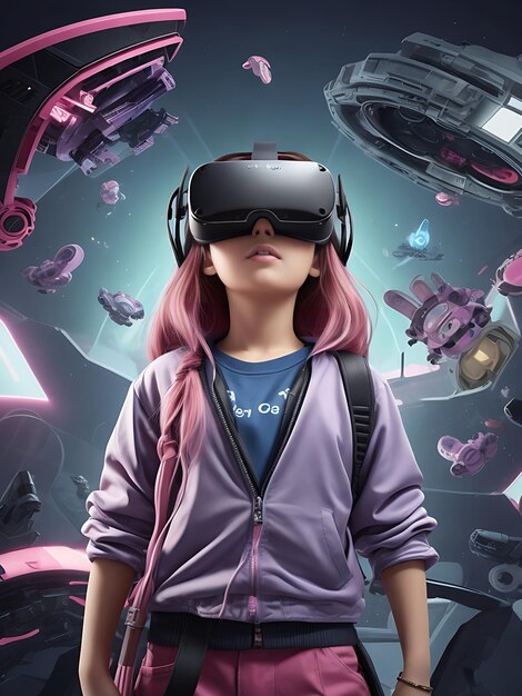 Pink Girl Headset de Realidade Virtual Experiência Imersiva VR