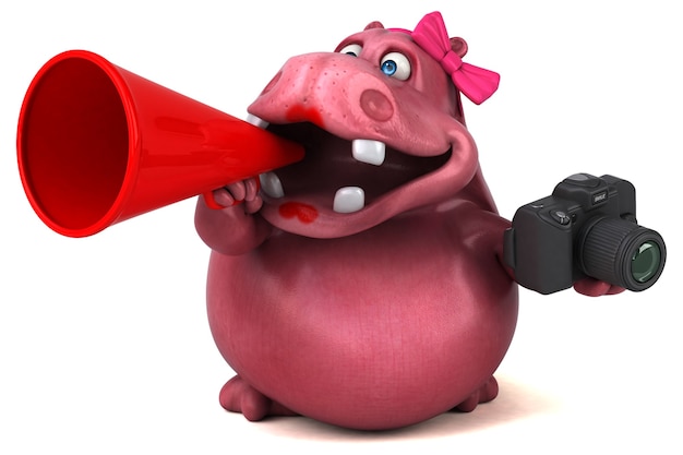 Pink Hippo - Ilustração 3D