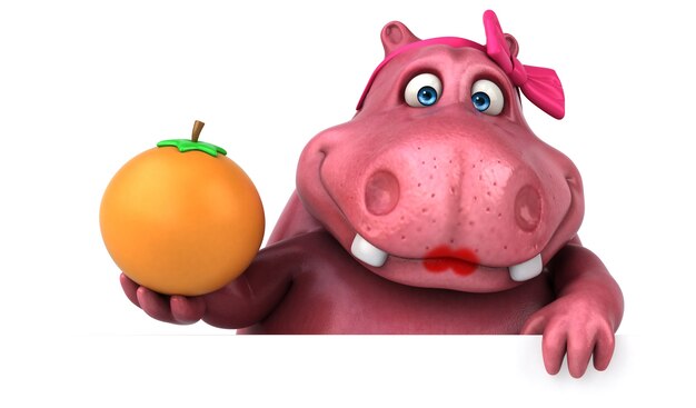 Pink Hippo - Ilustração 3D