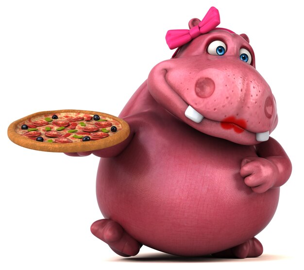 Pink Hippo - Ilustração 3D