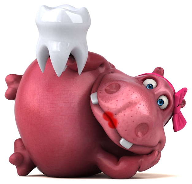 Pink hippo - ilustração 3d