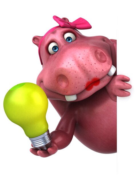 Pink hippo - ilustração 3d