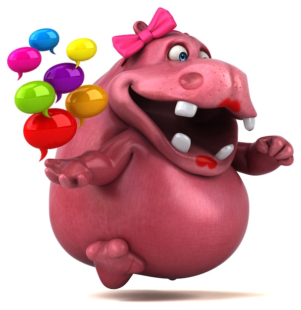 Pink Hippo - Ilustração 3D