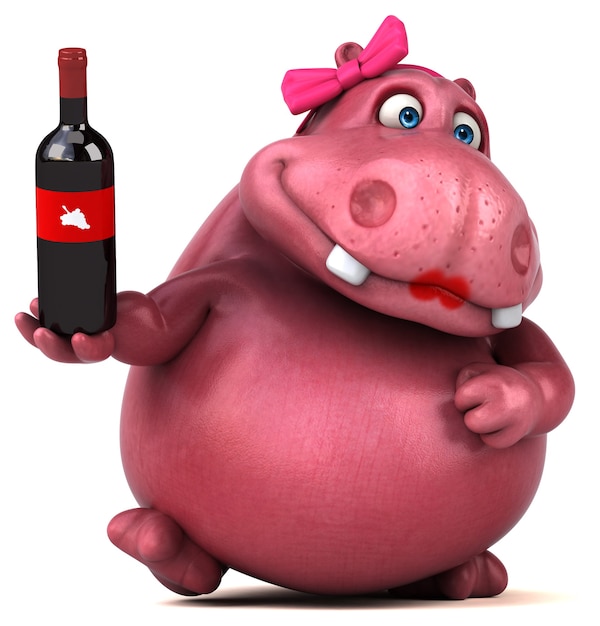 Pink Hippo - Ilustração 3D