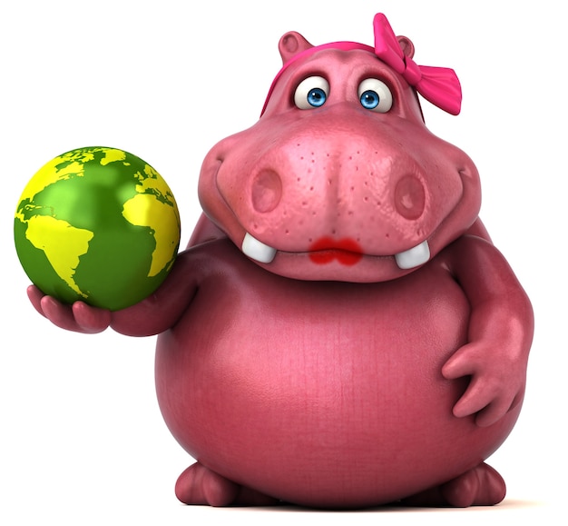 Pink Hippo - Ilustração 3D