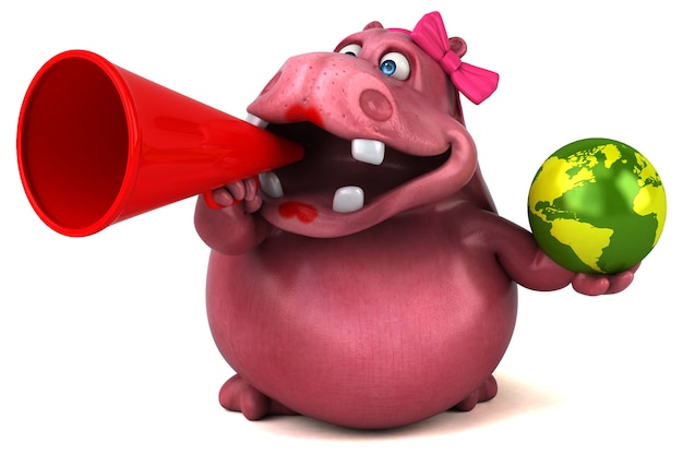 Pink Hippo - Ilustração 3D