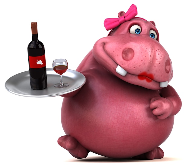 Pink hippo - ilustração 3d