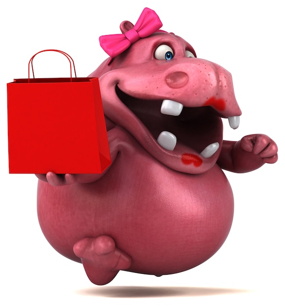 Pink Hippo - Ilustração 3D