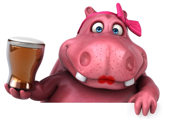 Pink Hippo - Ilustração 3D