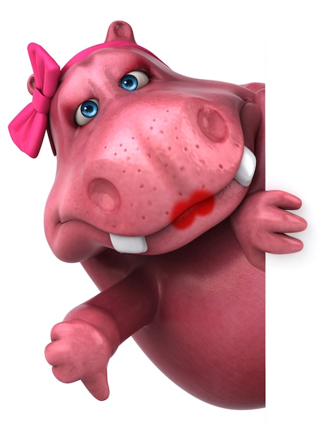 Pink Hippo - Ilustração 3D