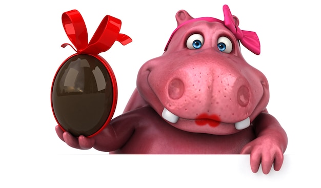 Pink Hippo - Ilustração 3D