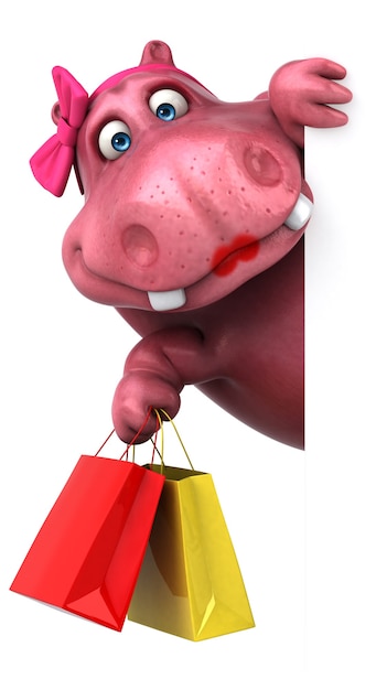 Pink Hippo - Ilustração 3D