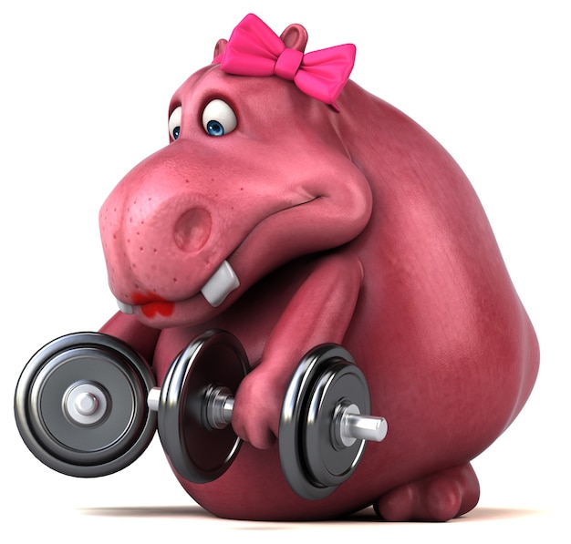 Pink Hippo - Ilustração 3D