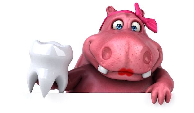 Pink Hippo - Ilustração 3D