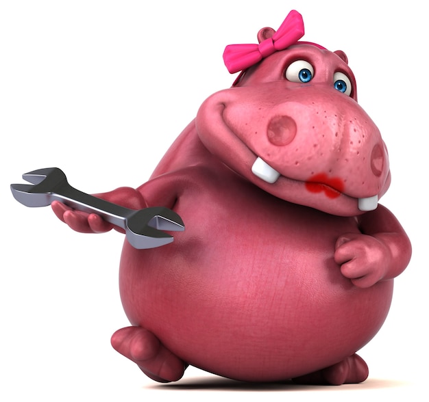 Pink Hippo - Ilustração 3D