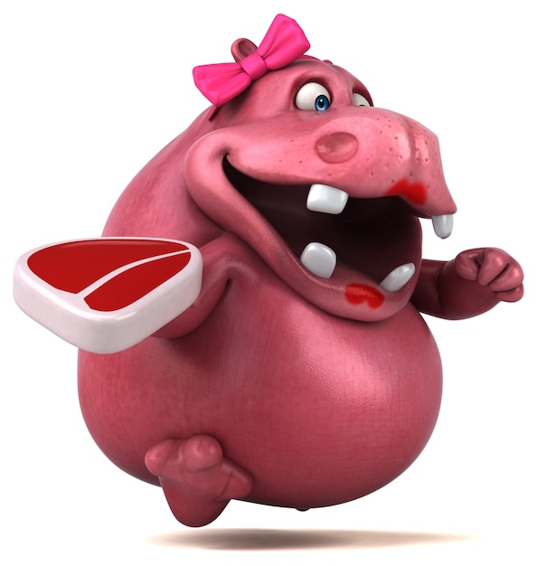 Pink Hippo - Ilustração 3D