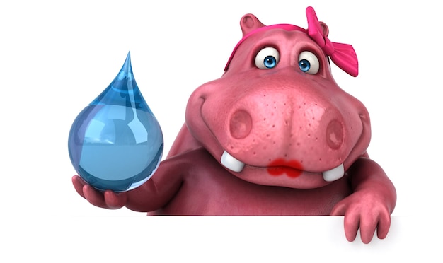 Pink Hippo - Ilustração 3D