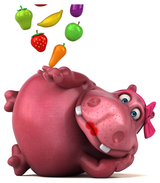 Pink Hippo - Ilustração 3D