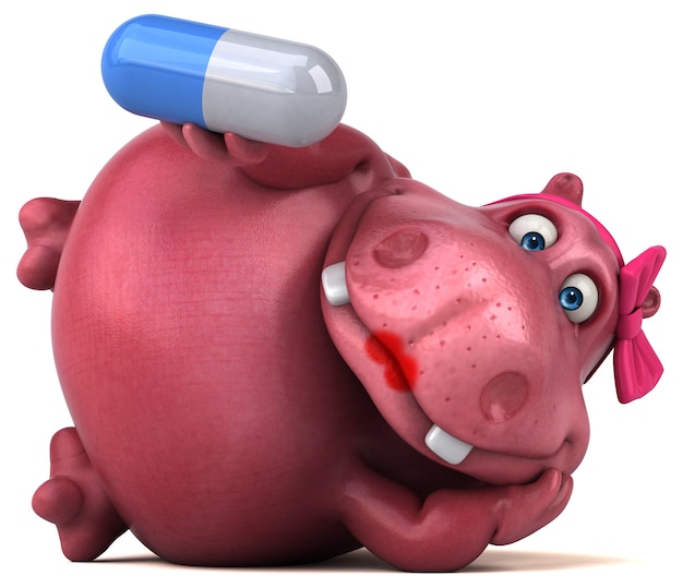 Pink Hippo - Ilustração 3D