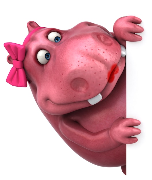 Pink Hippo - Ilustração 3D