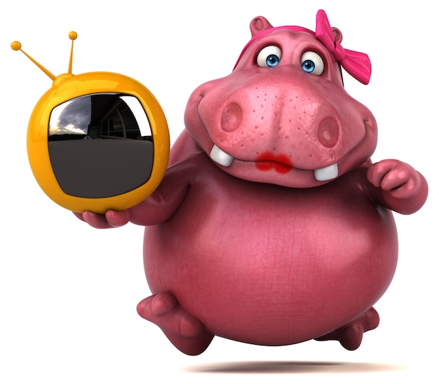 Pink Hippo - Ilustración 3D