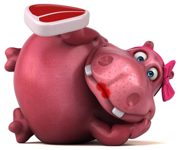 Pink Hippo - Ilustración 3D