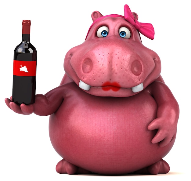 Pink Hippo - personagem 3D