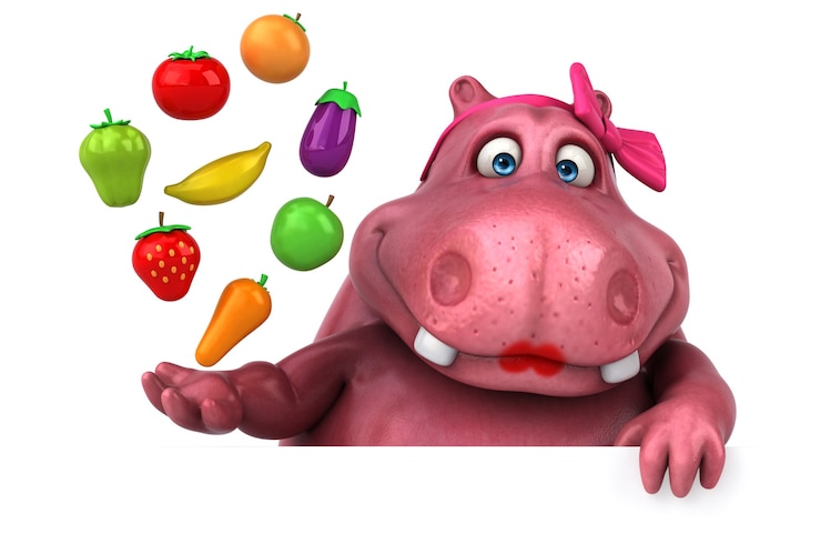 Foto pink hippo - personaje 3d