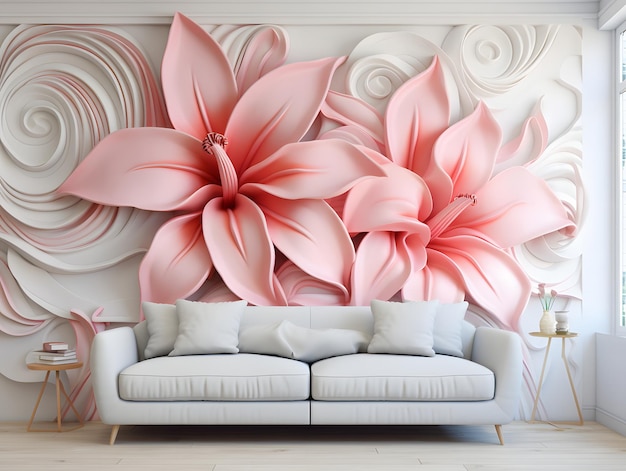 Pink Lily gerahmte 3D-Tachpapier