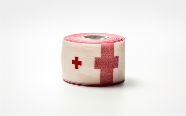 Pink Medical Roll Tape für Sicherheit 3D-Zeichen isoliert auf weißem Hintergrund