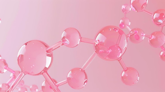 Pink Molekülstruktur auf weichem Hintergrund Hautpflege-Konzept