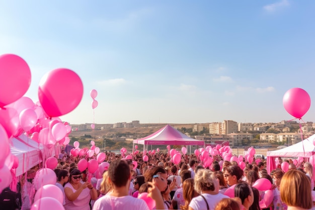 Foto pink october cospisqua malta se une contra el cáncer de mama en un evento público de empoderamiento