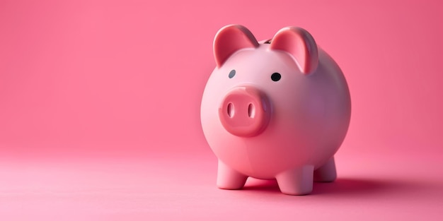 Pink Piggy Bank auf lebhaftem rosa Hintergrund für Sparkonzept