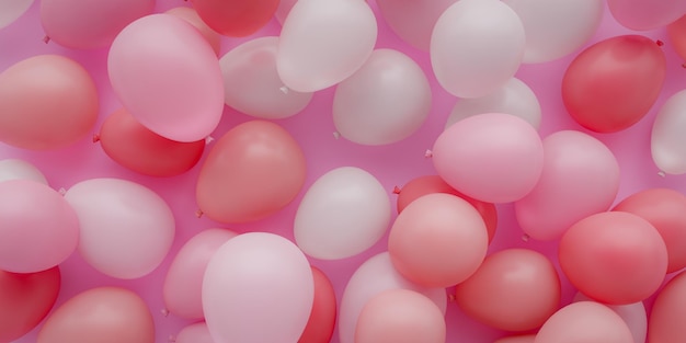 Pink romantische Ballons Hintergrund 3D-Rendering