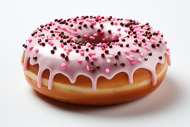 Pink Sprinkle Donut auf isoliertem Hintergrund Generative KI