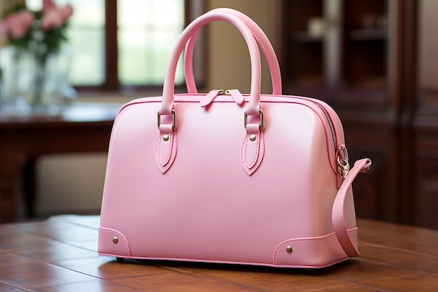 Pink-Tasche für Frauen Pink-Leder-Handtasche Generative KI