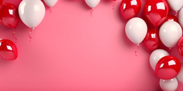 Pink und weiße Ballons Zusammensetzung Hintergrund Valentinstag Design Banner