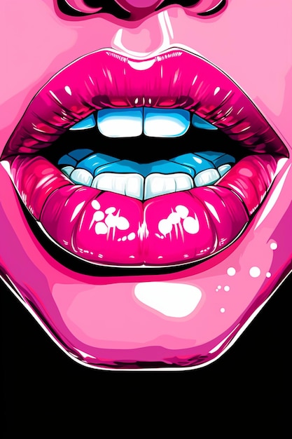 Pinke Lippen Pop Art